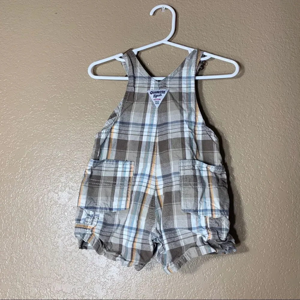 Oshkosh B’Gosh baby boy plaid overalls‎